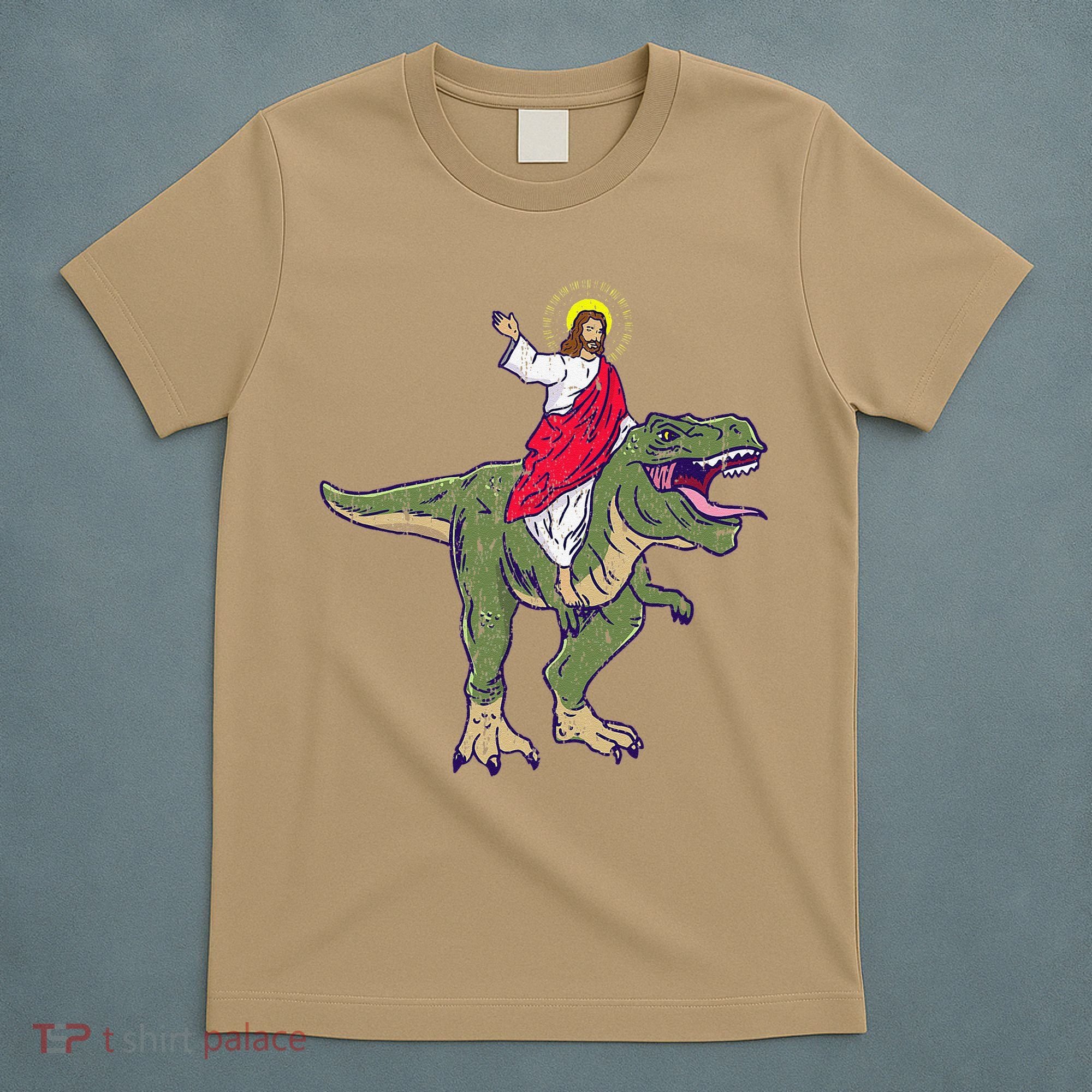 Jesus Riding Dinosaur Vintage T-Shirt
