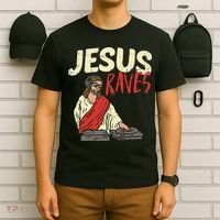 Jesus Raves Funny Electronic Music EDM Festival DJ Gift T-Shirt thumb 6