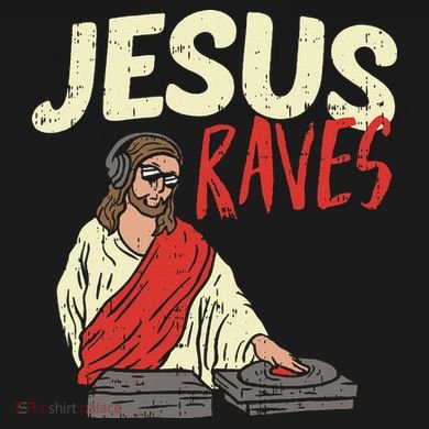 Jesus Raves Funny Electronic Music EDM Festival DJ Gift Flat Bill Trucker Hat