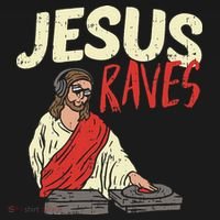 Jesus Raves Funny Electronic Music EDM Festival DJ Gift Flat Bill Trucker Hat thumb 2