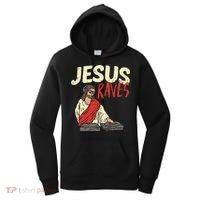 Jesus Raves Funny Electronic Music EDM Festival DJ Gift Women's Hoodie thumb 0