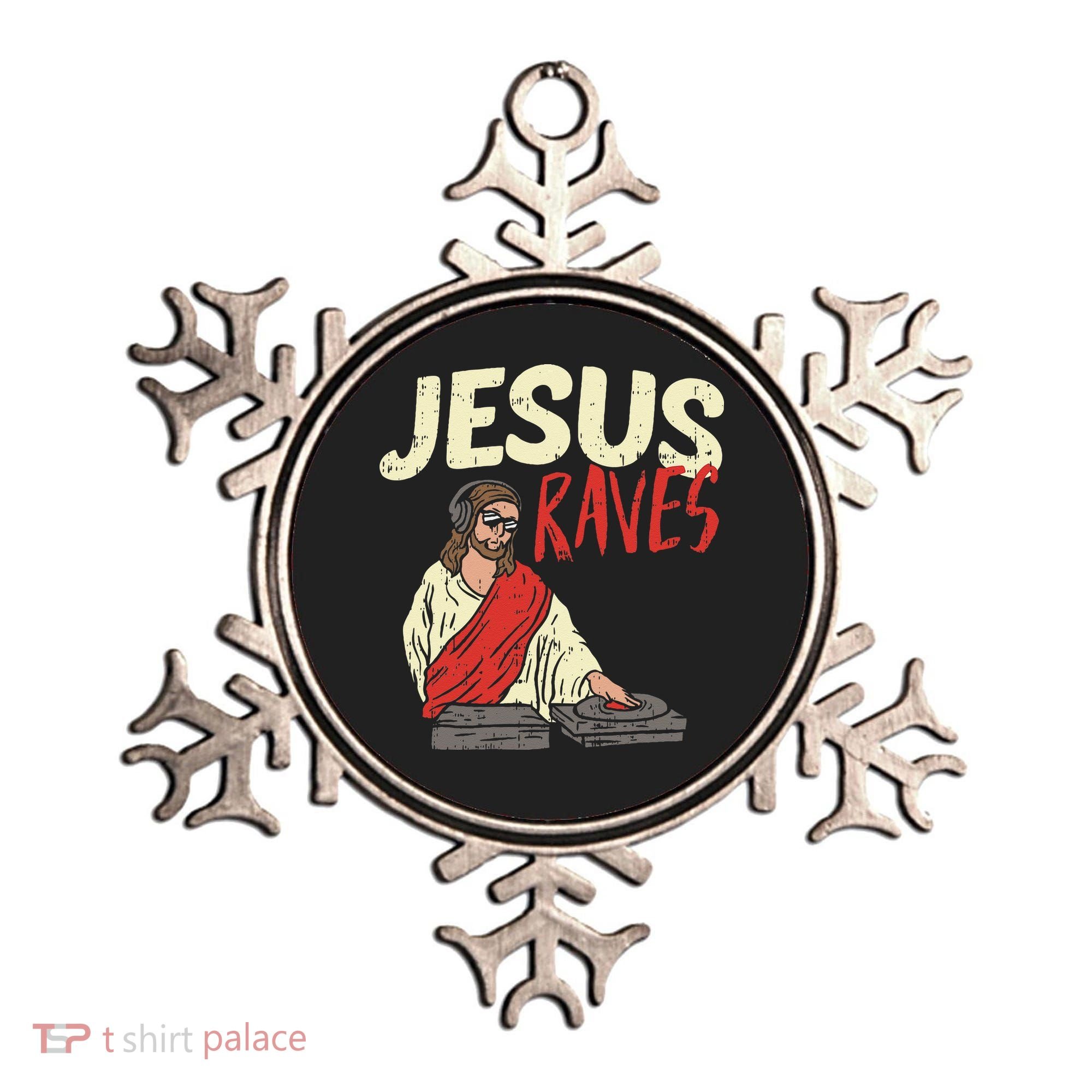 Jesus Raves Funny Electronic Music EDM Festival DJ Gift Ornament