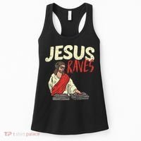 Jesus Raves Funny Electronic Music EDM Festival DJ Gift Women's Tank Top thumb 0