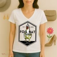 Jessica Rojas Foil Hat Gang Women's V-Neck T-Shirt thumb 3