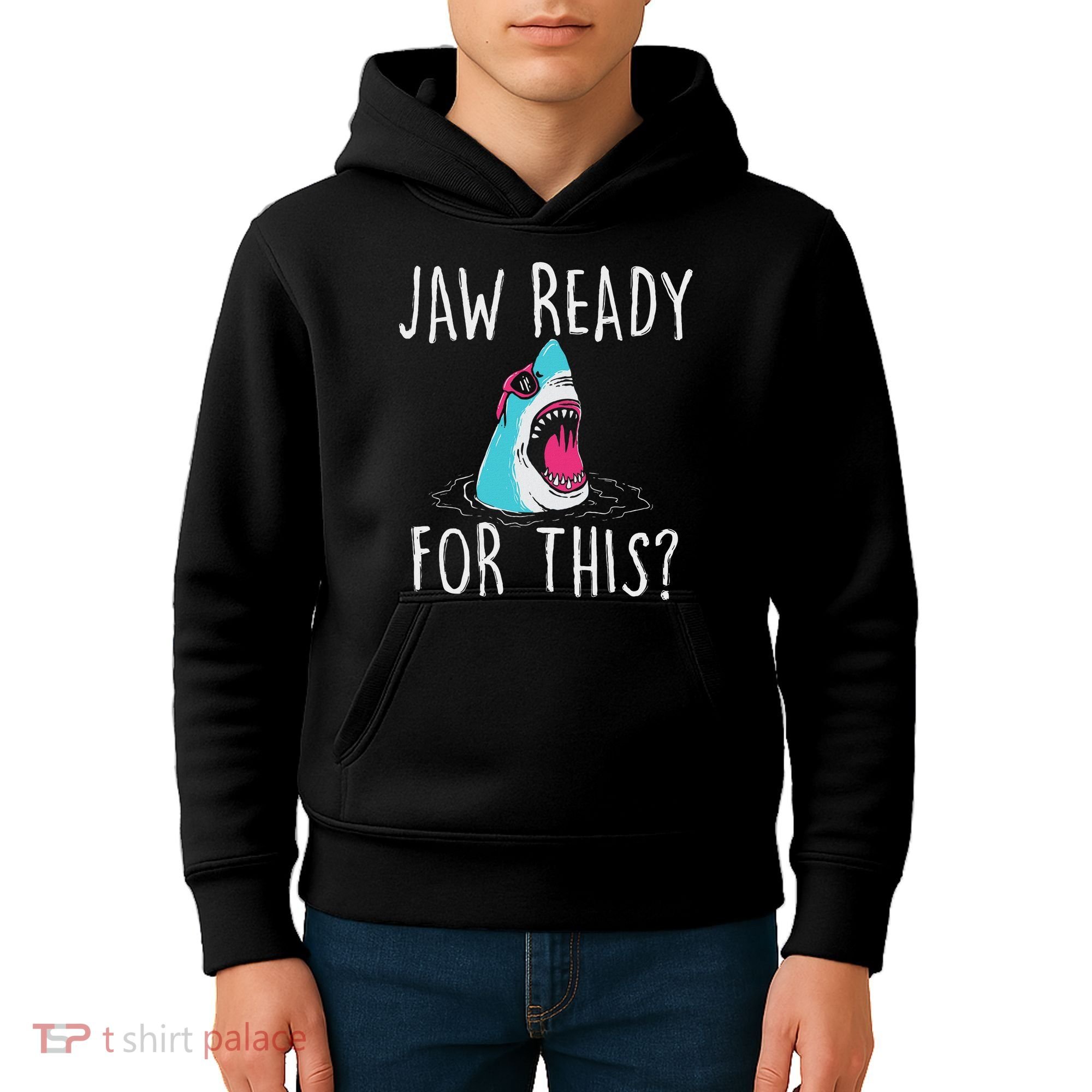 Jaw Ready For This Funny Shark Lover Ocean Wildlife Kids Hoodie