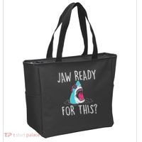 Jaw Ready For This Funny Shark Lover Ocean Wildlife Tote Bag thumb 2