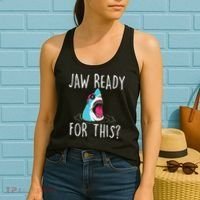 Jaw Ready For This Funny Shark Lover Ocean Wildlife Women's Tank Top thumb 2