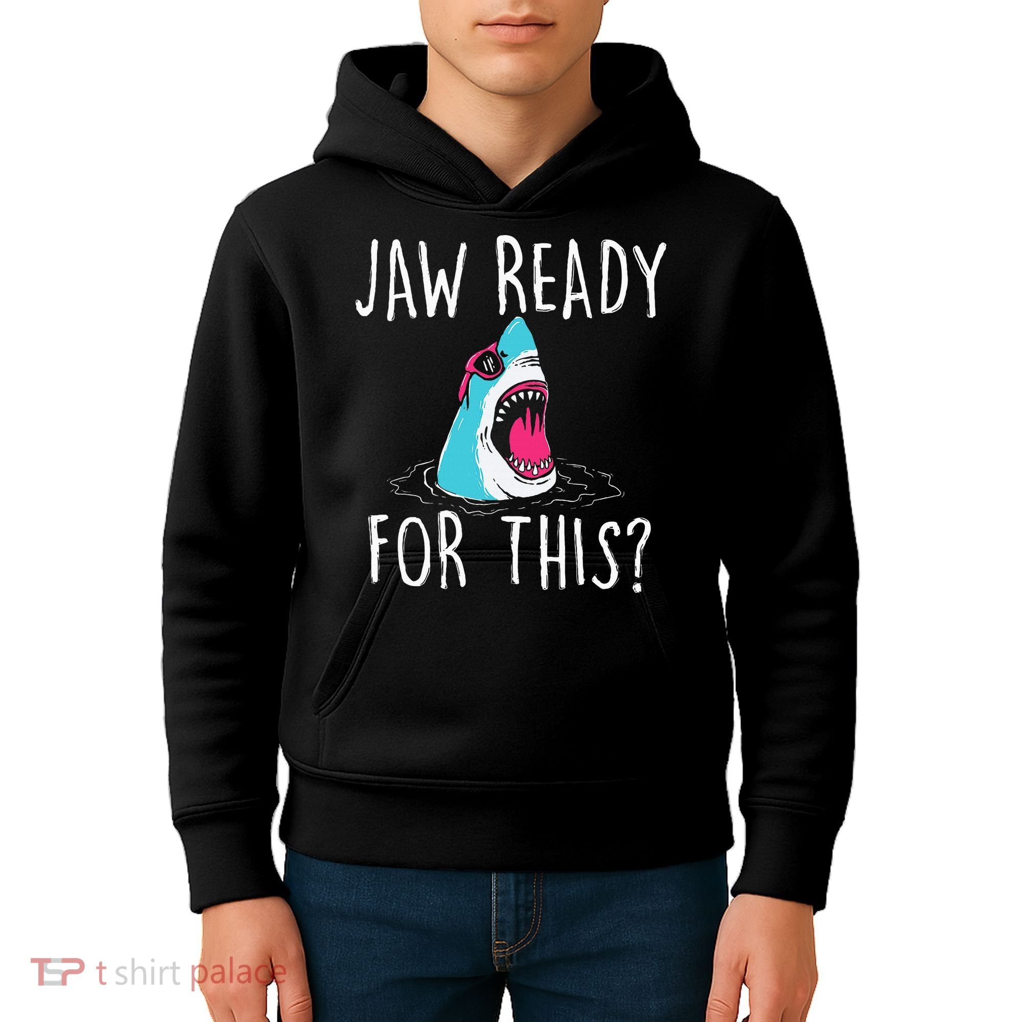 Jaw Ready For This Funny Shark Lover Ocean Wildlife Kids Hoodie