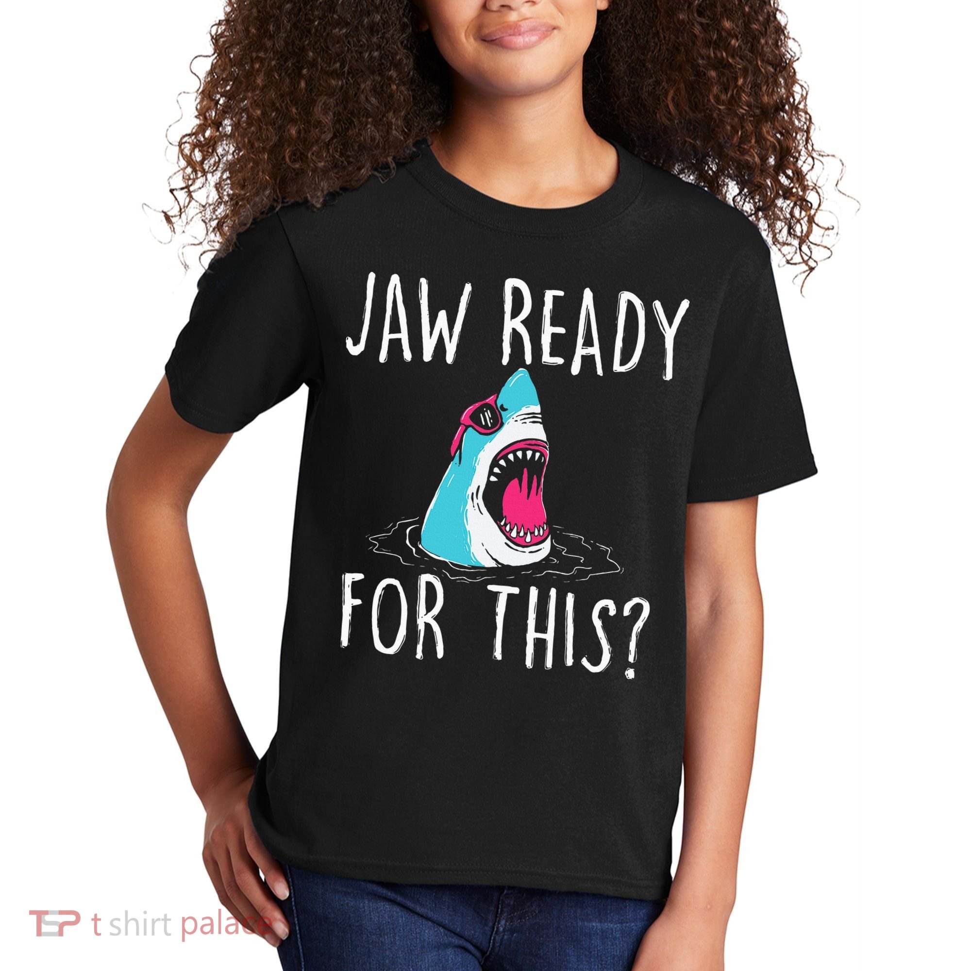 Jaw Ready For This Funny Shark Lover Ocean Wildlife Kids T-Shirt