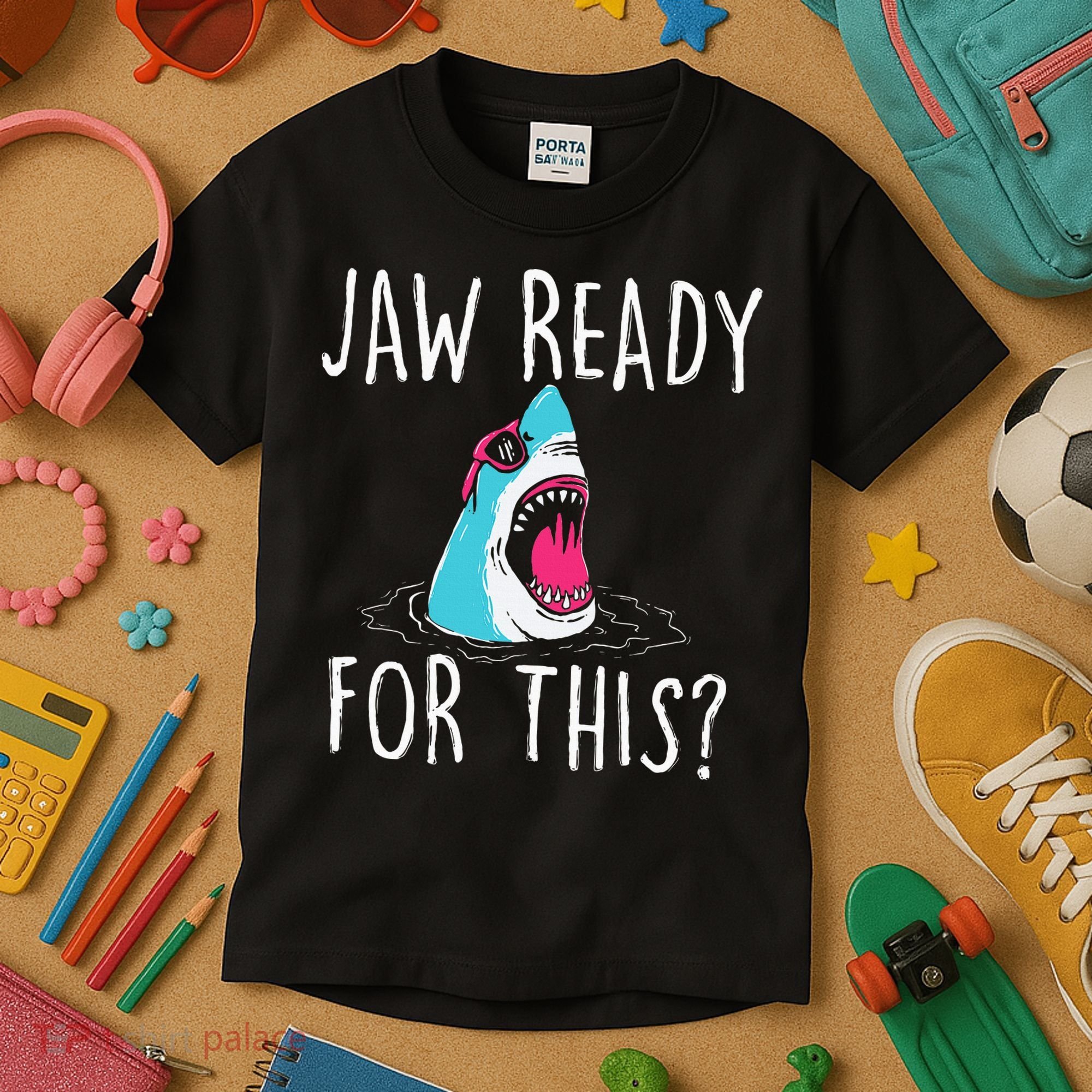 Jaw Ready For This Funny Shark Lover Ocean Wildlife Kids T-Shirt