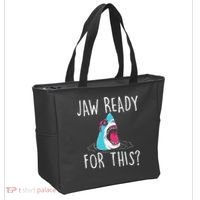 Jaw Ready For This Funny Shark Lover Ocean Wildlife Tote Bag thumb 2