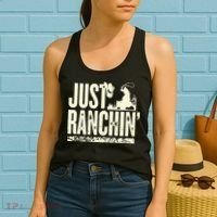 Just Ranchin Farmer Cowboy Horse Cow Rodeo Lovers Women's Tank Top thumb 2