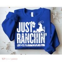 Just Ranchin' Farmer Cow Horse Cow Rodeo Lovers Meaningful Gift Sweatshirt thumb 2
