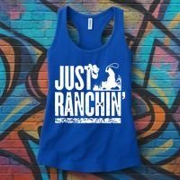 Just Ranchin' Farmer Cow Horse Cow Rodeo Lovers Meaningful Gift Women's Tank Top thumb 3