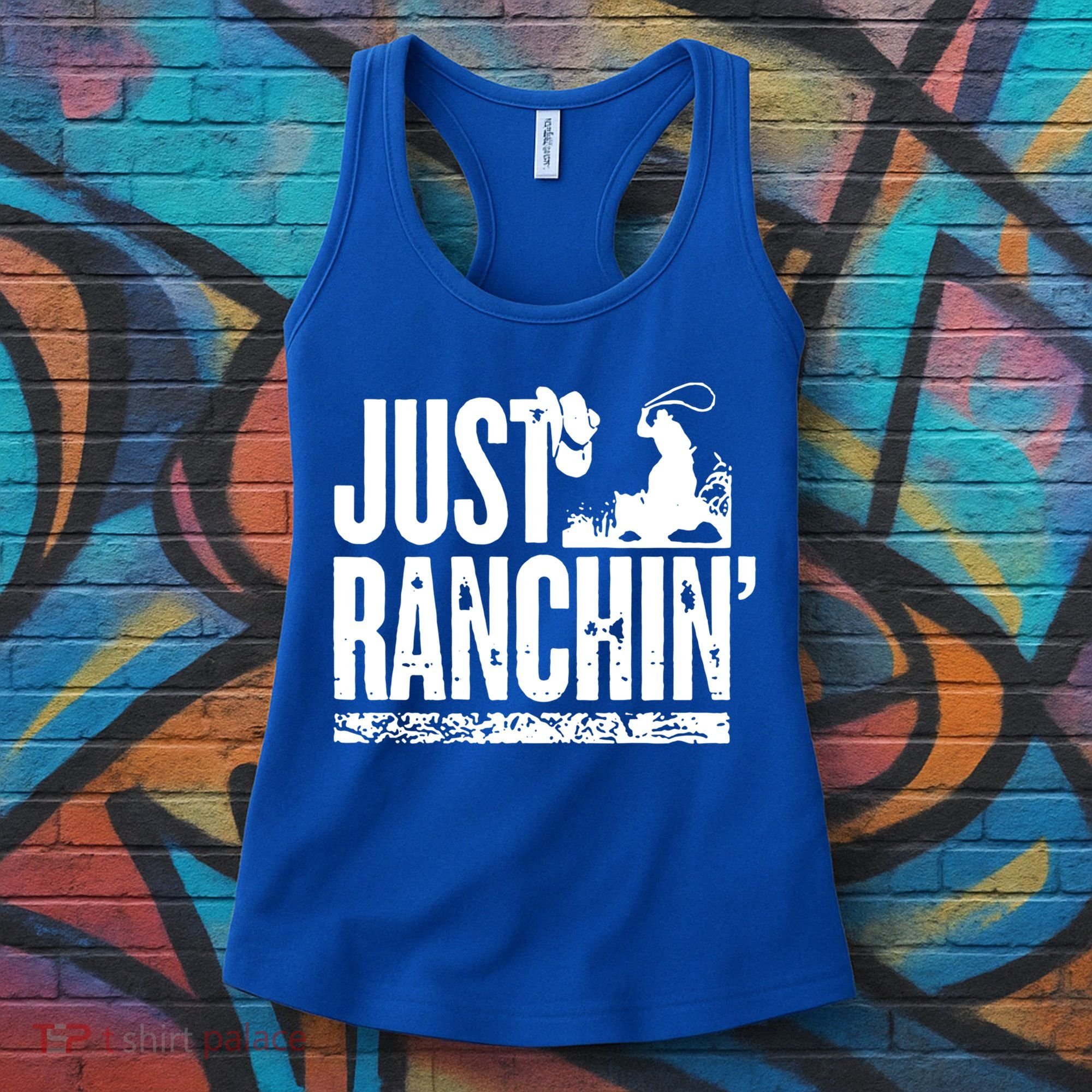 Just Ranchin' Farmer Cow Horse Cow Rodeo Lovers Meaningful Gift Women's Tank Top