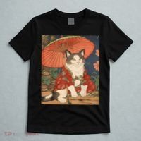 Japanese Retro Geisha Cat Neko Vintage Art Ukiyoe T-Shirt thumb 5