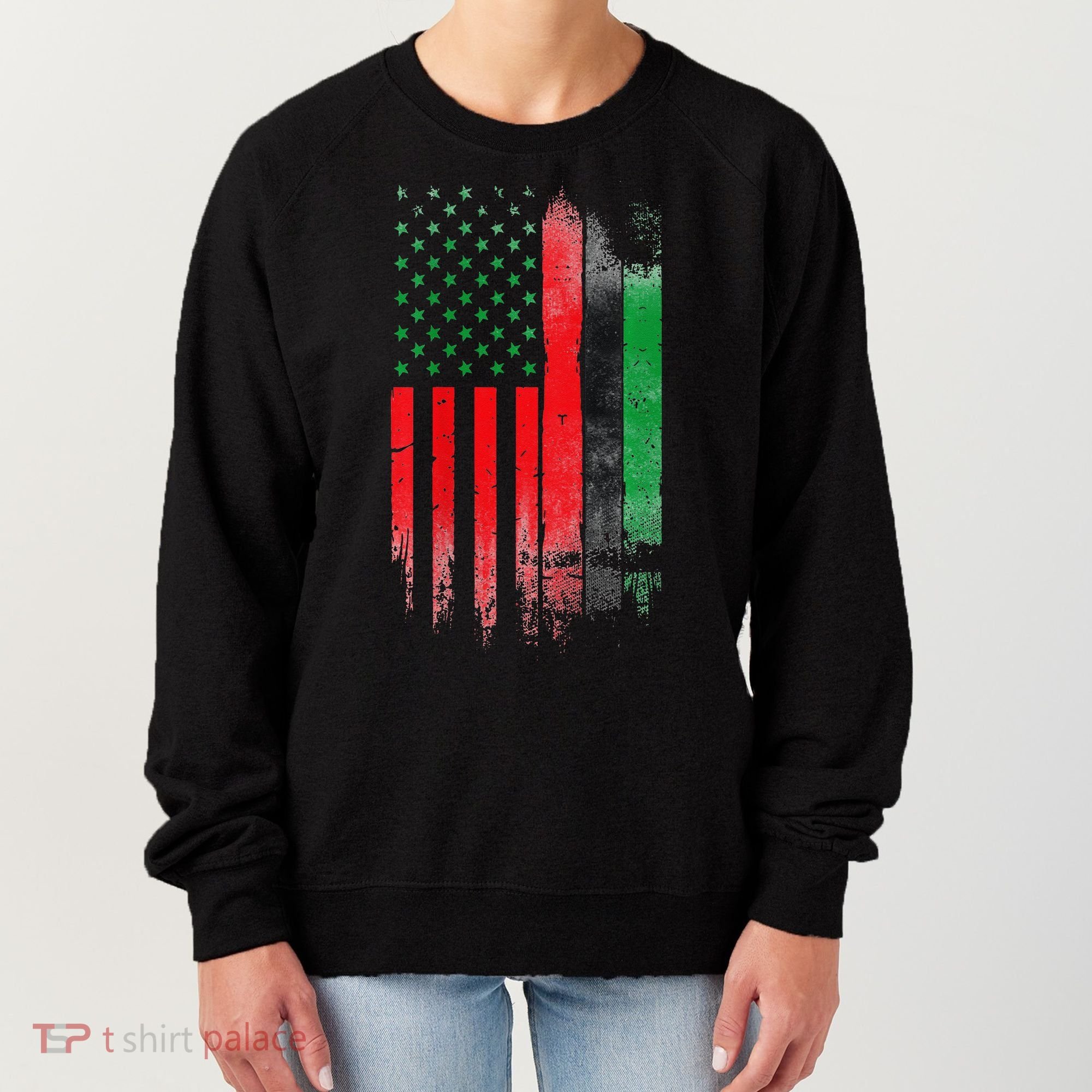 Juneteenth Red Green Black History American African flag Women's Sweatshirt