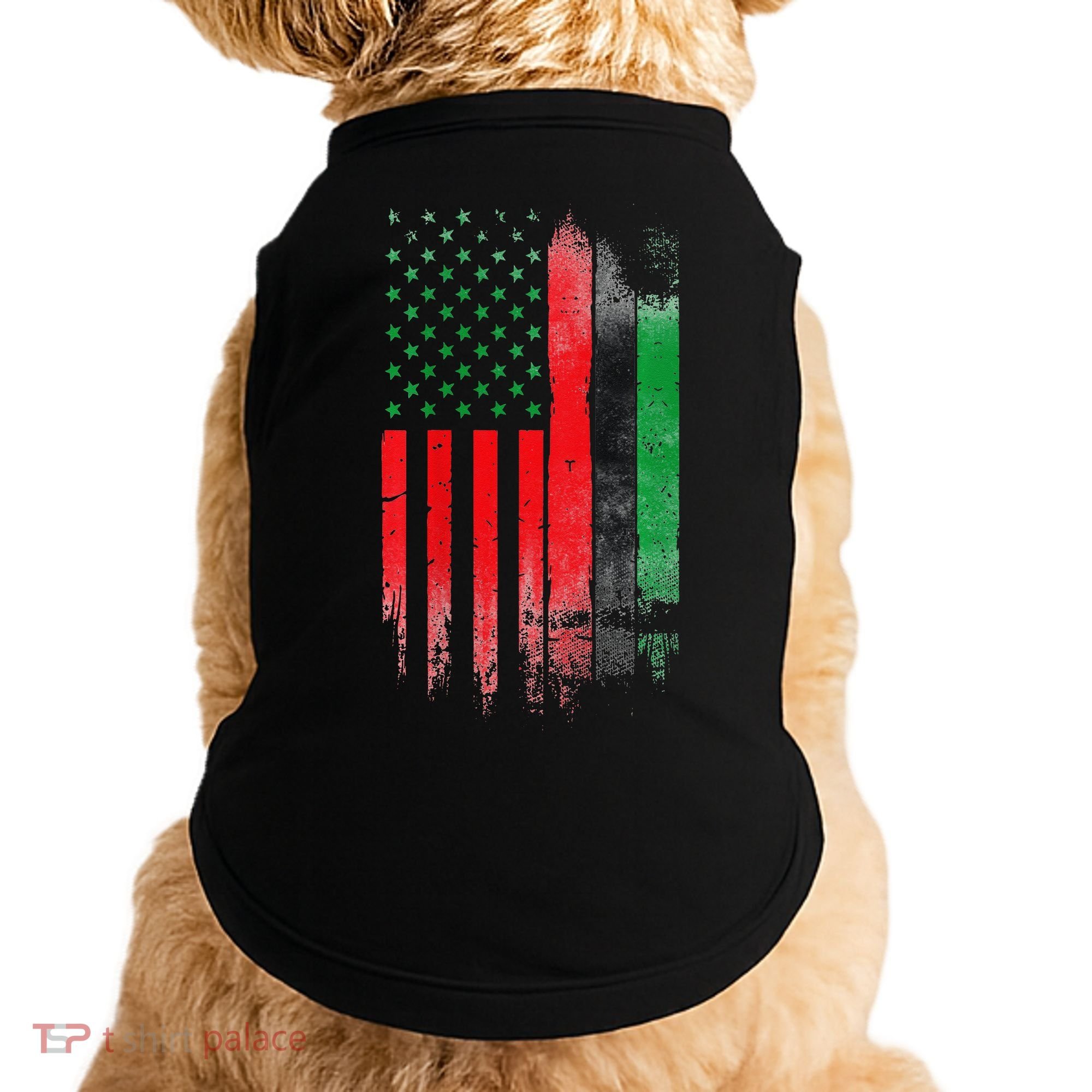 Juneteenth Red Green Black History American African flag Doggie Tank