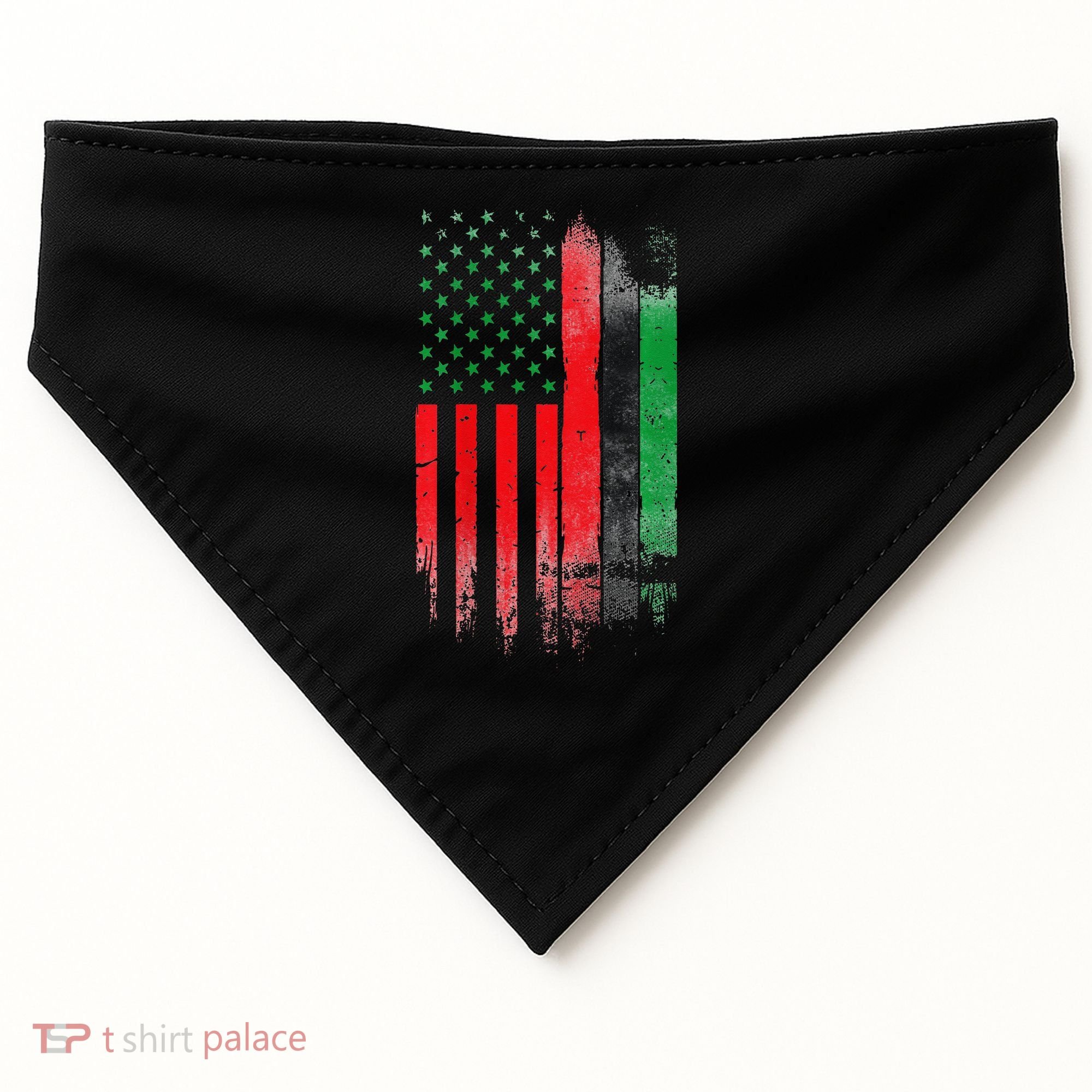 Juneteenth Red Green Black History American African flag USA-Made Doggie Bandana