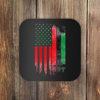 Juneteenth Red Green Black History American African flag Coaster
