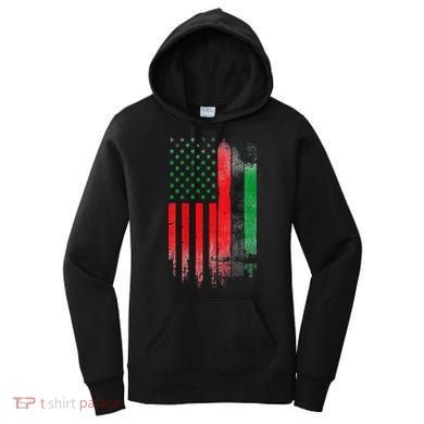 Juneteenth Red Green Black History American African flag Women's Hoodie