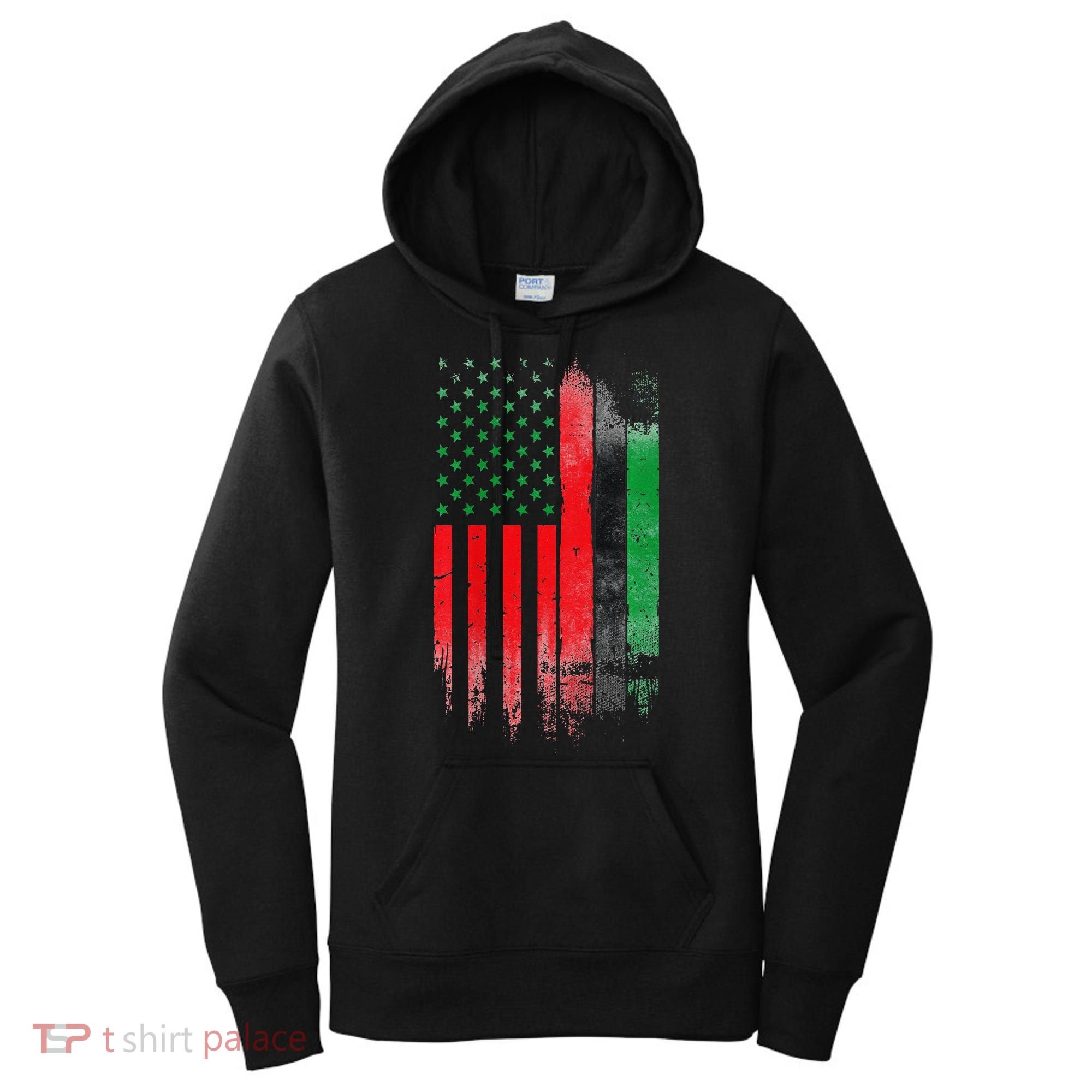Juneteenth Red Green Black History American African flag Women's Hoodie
