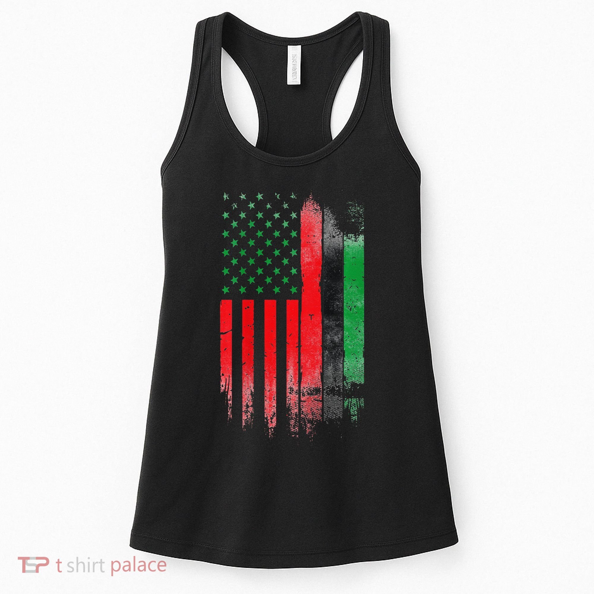 Juneteenth Red Green Black History American African flag Women's Tank Top