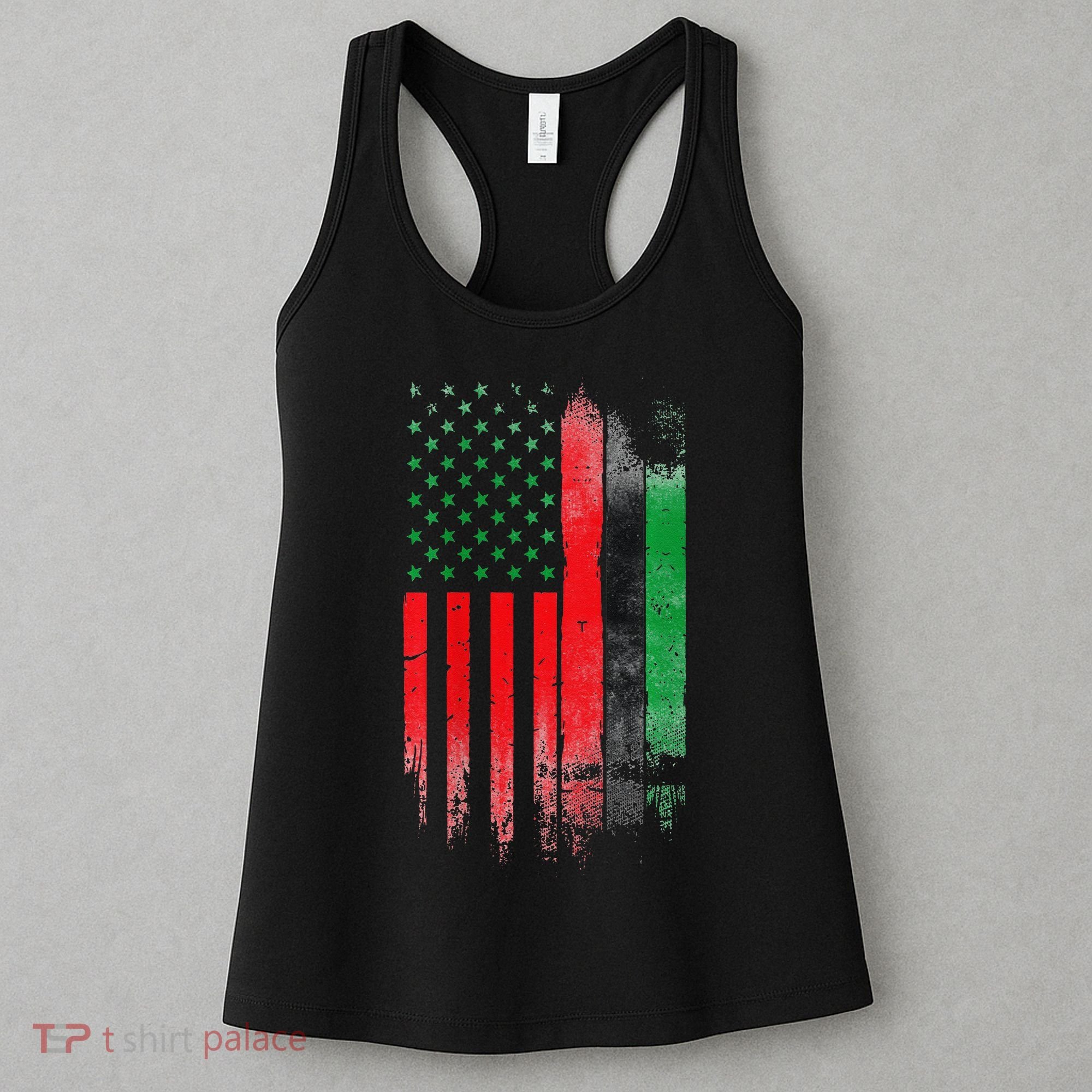 Juneteenth Red Green Black History American African flag Women's Tank Top