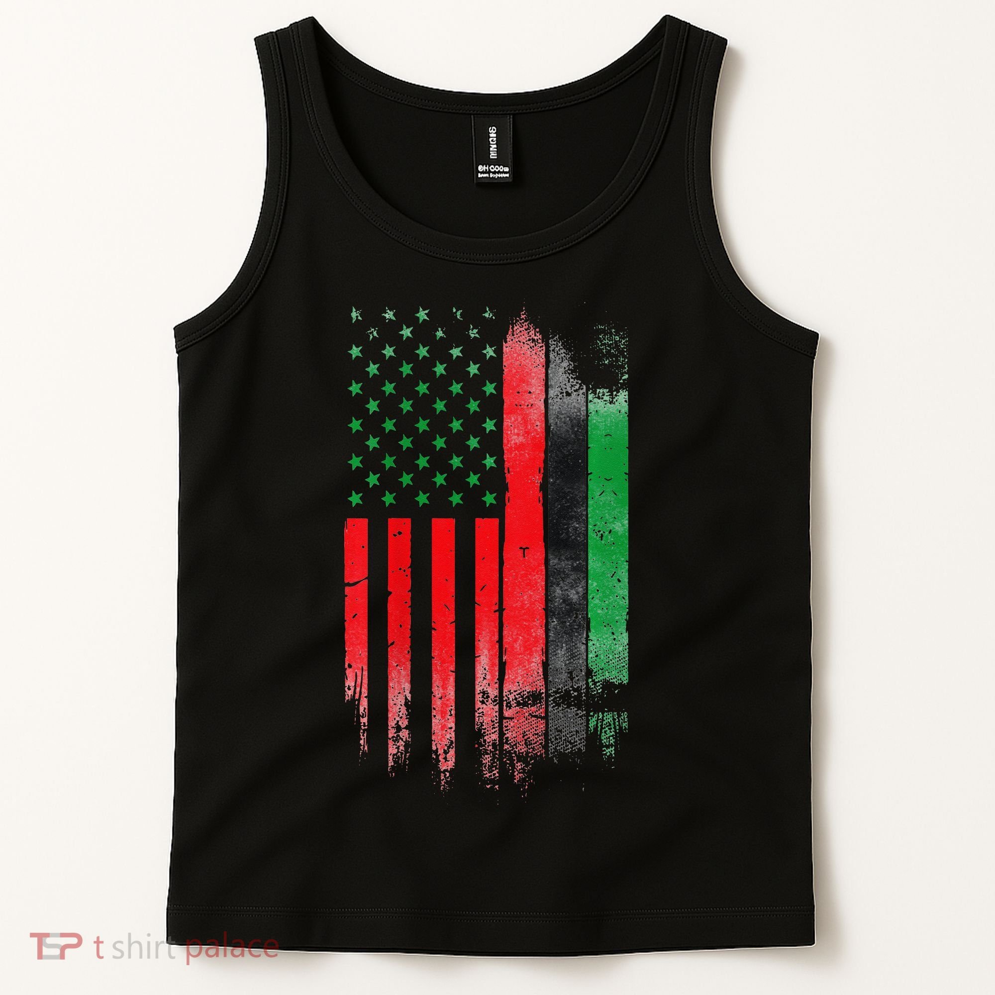 Juneteenth Red Green Black History American African flag Tank Top