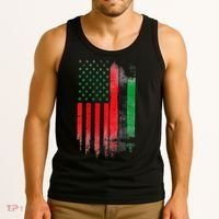 Juneteenth Red Green Black History American African flag Tank Top thumb 3