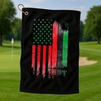 Juneteenth Red Green Black History American African flag Golf Towel thumb 1