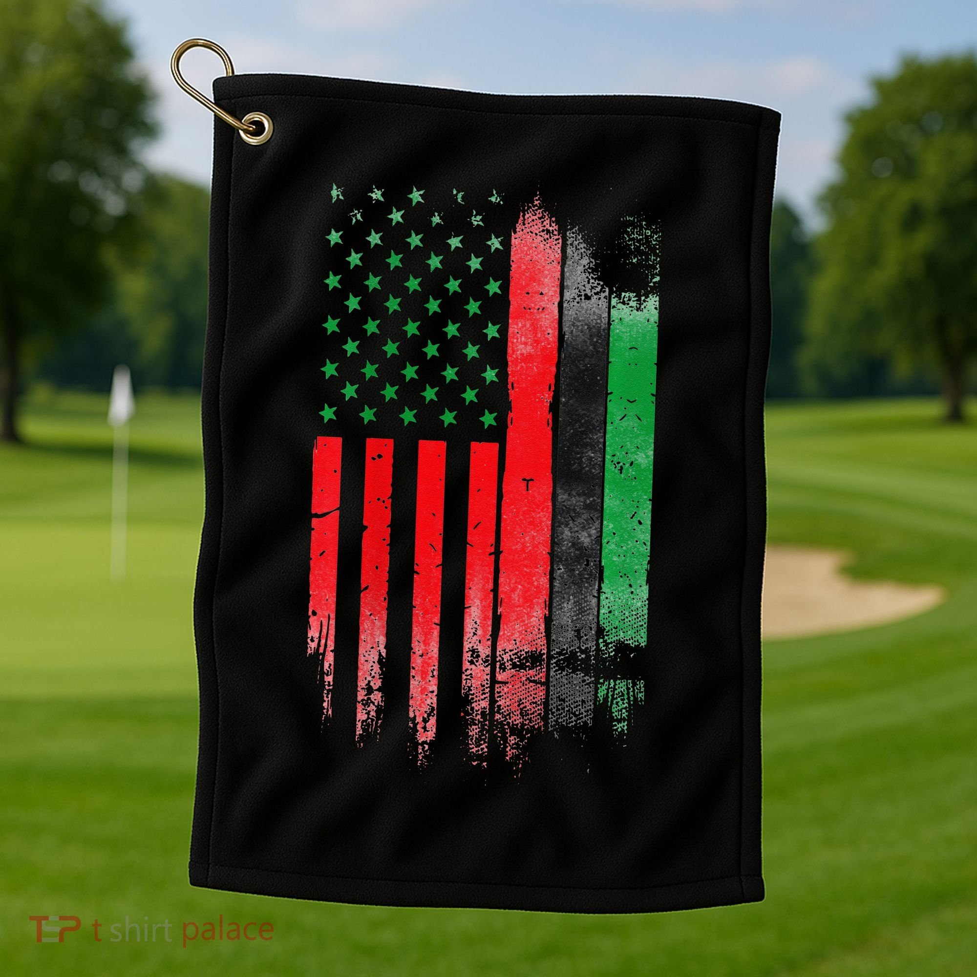 Juneteenth Red Green Black History American African flag Golf Towel