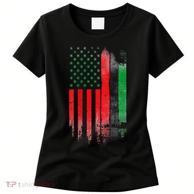 Juneteenth Red Green Black History American African flag Women's T-Shirt