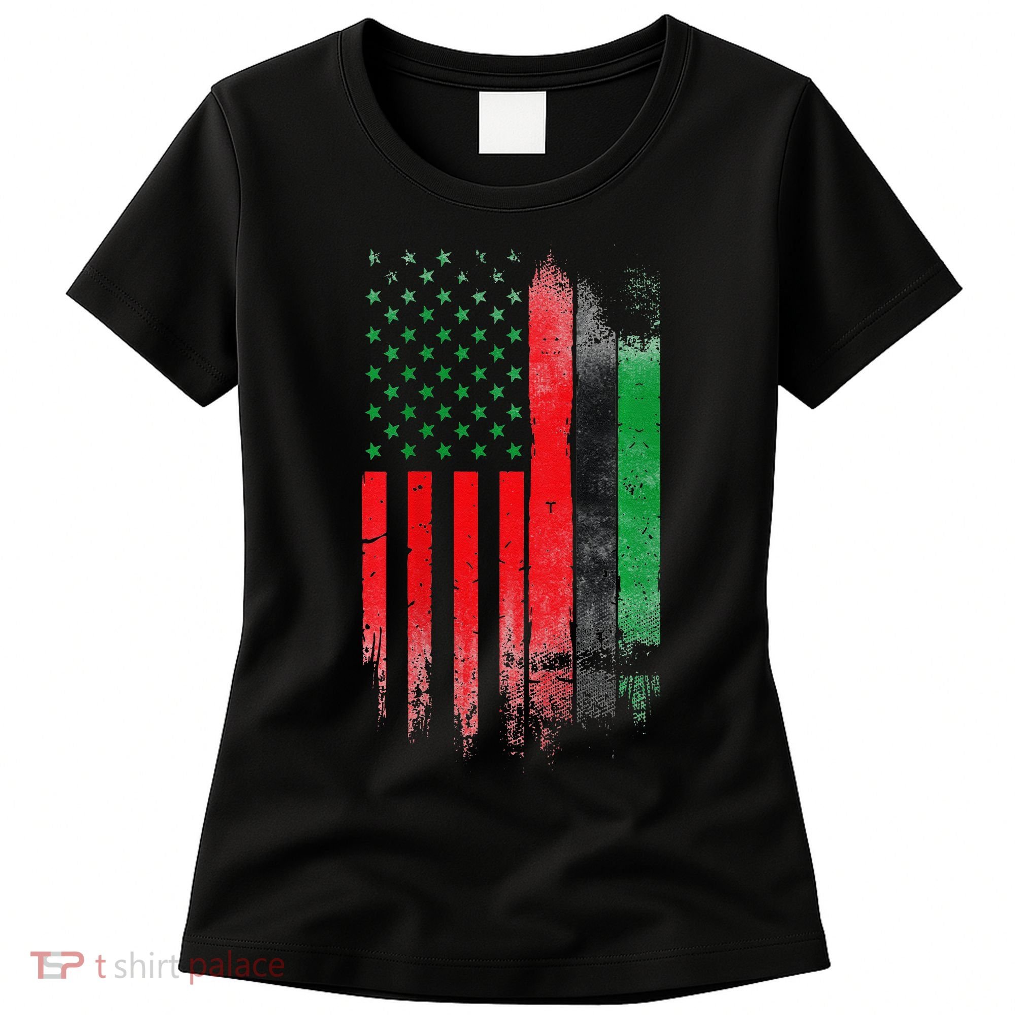 Juneteenth Red Green Black History American African flag Women's T-Shirt