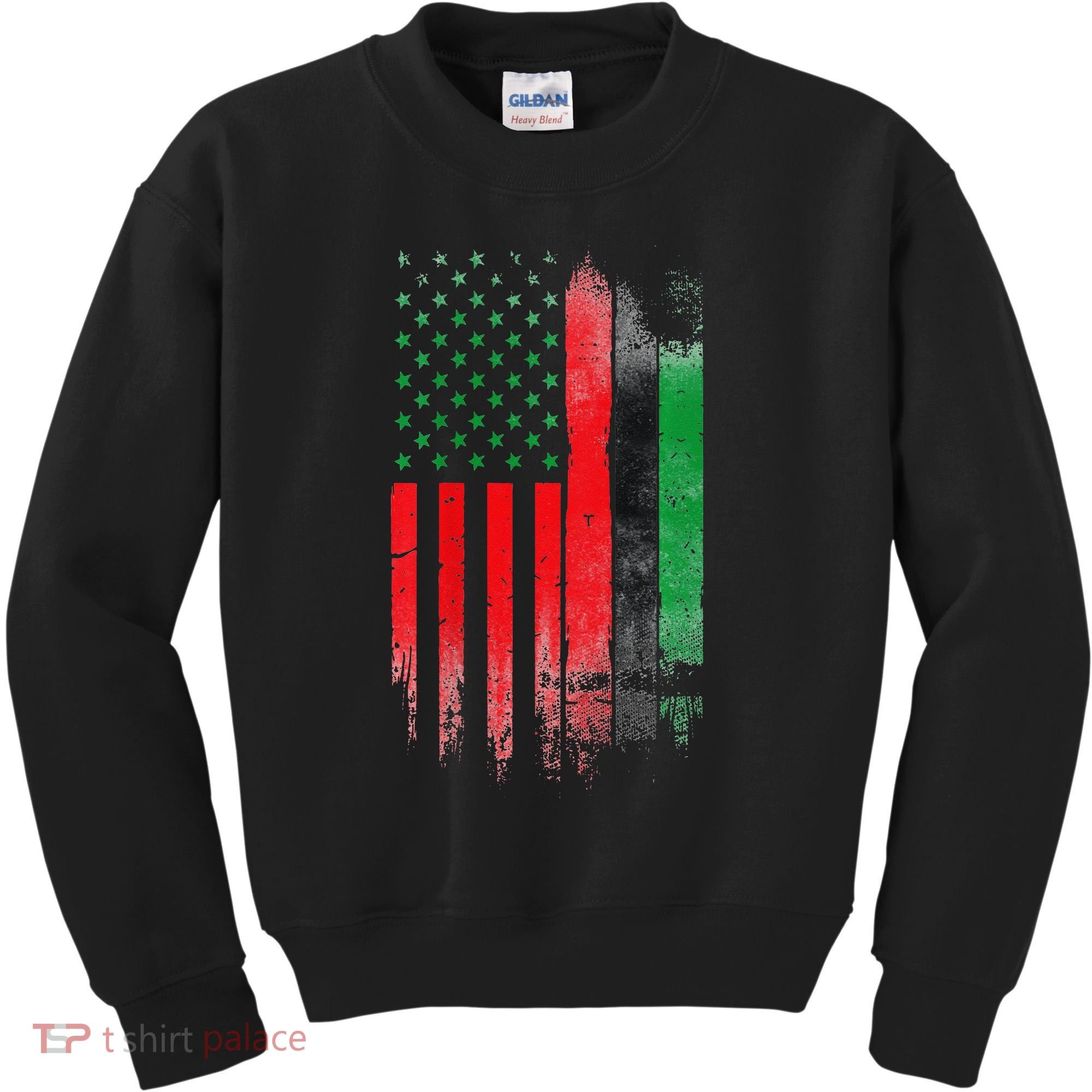 Juneteenth Red Green Black History American African flag Kids Sweatshirt
