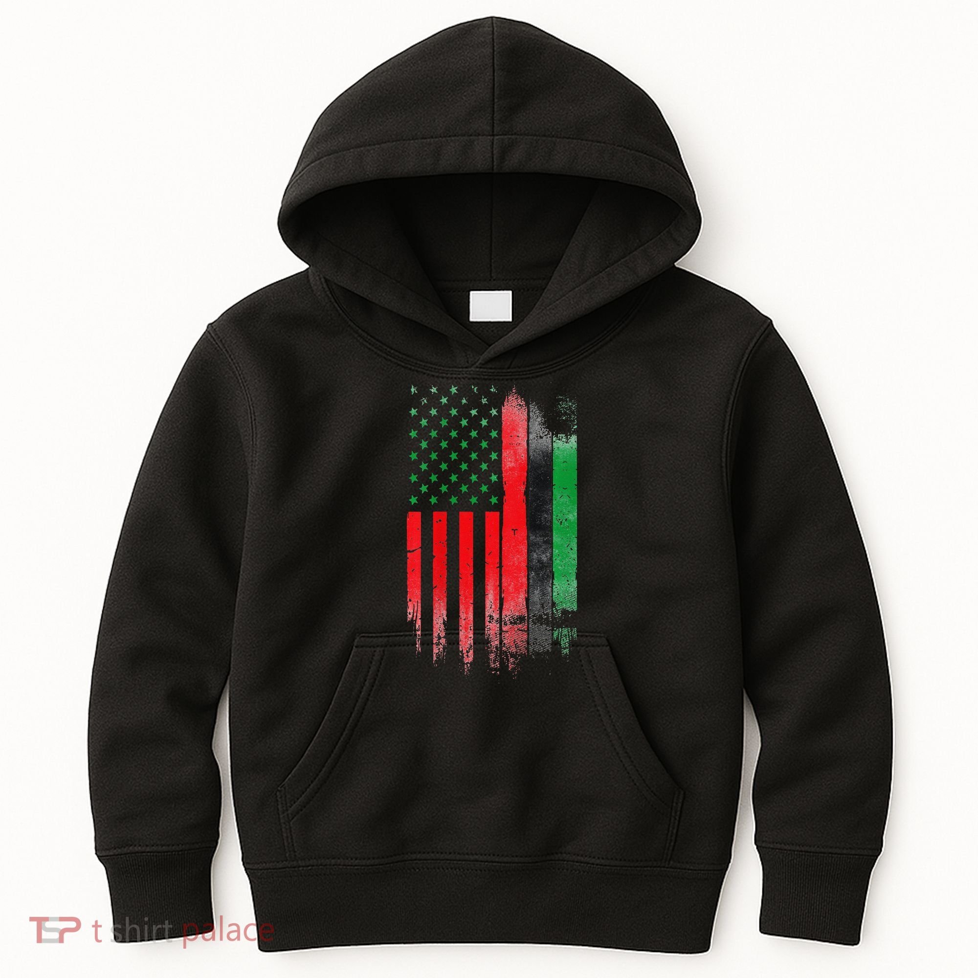Juneteenth Red Green Black History American African flag Kids Hoodie