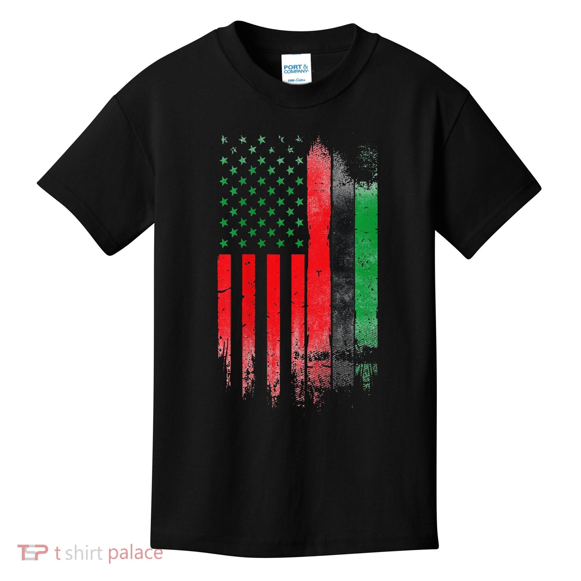 Juneteenth Red Green Black History American African flag Kids T-Shirt