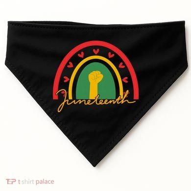 Juneteenth Rainbow Heart Fist USA-Made Doggie Bandana