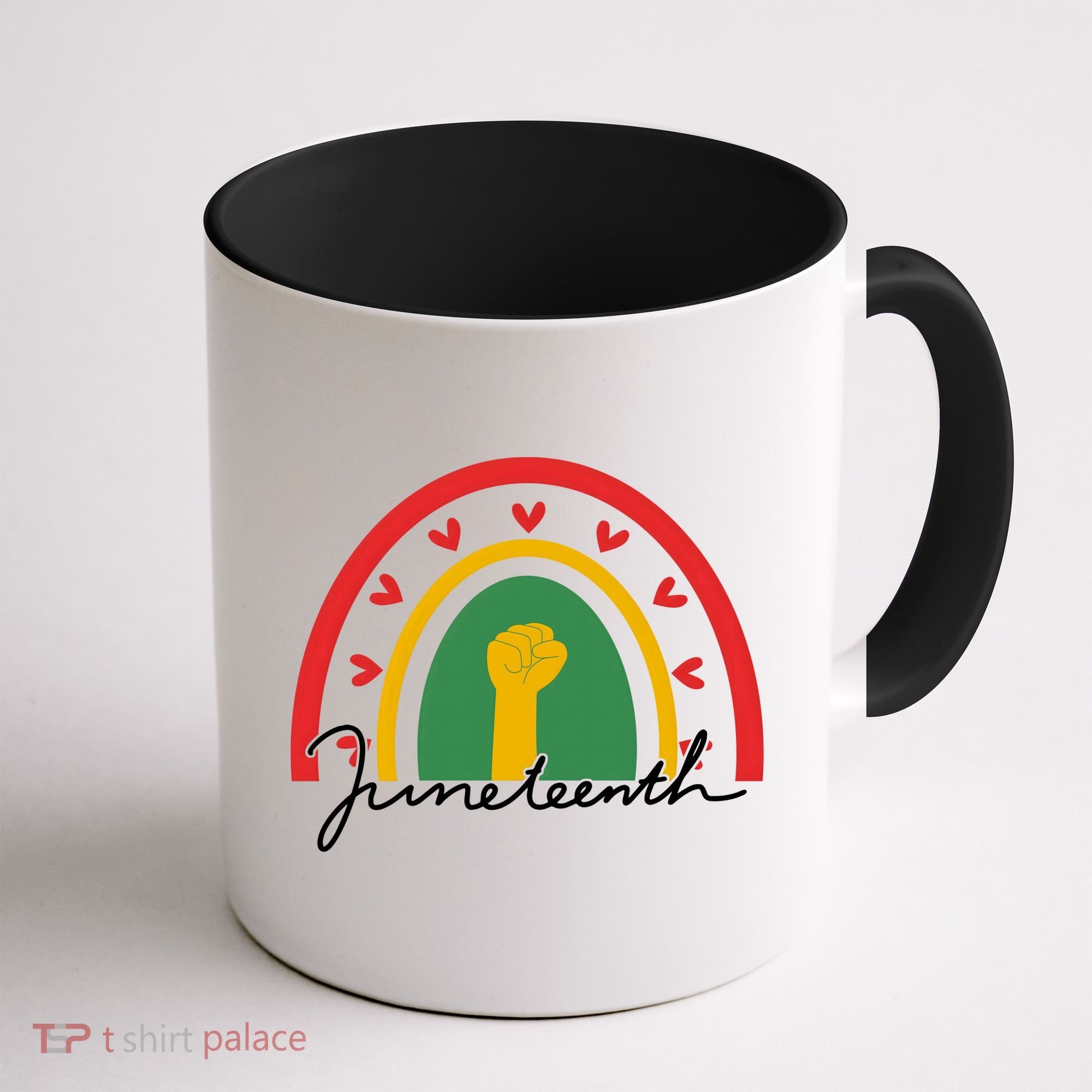 Juneteenth Rainbow Heart Fist Coffee Mug
