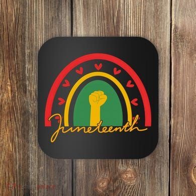 Juneteenth Rainbow Heart Fist Coaster