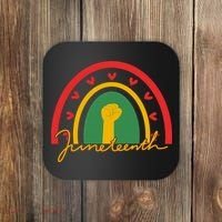 Juneteenth Rainbow Heart Fist Coaster thumb 0