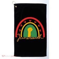 Juneteenth Rainbow Heart Fist Golf Towel thumb 0
