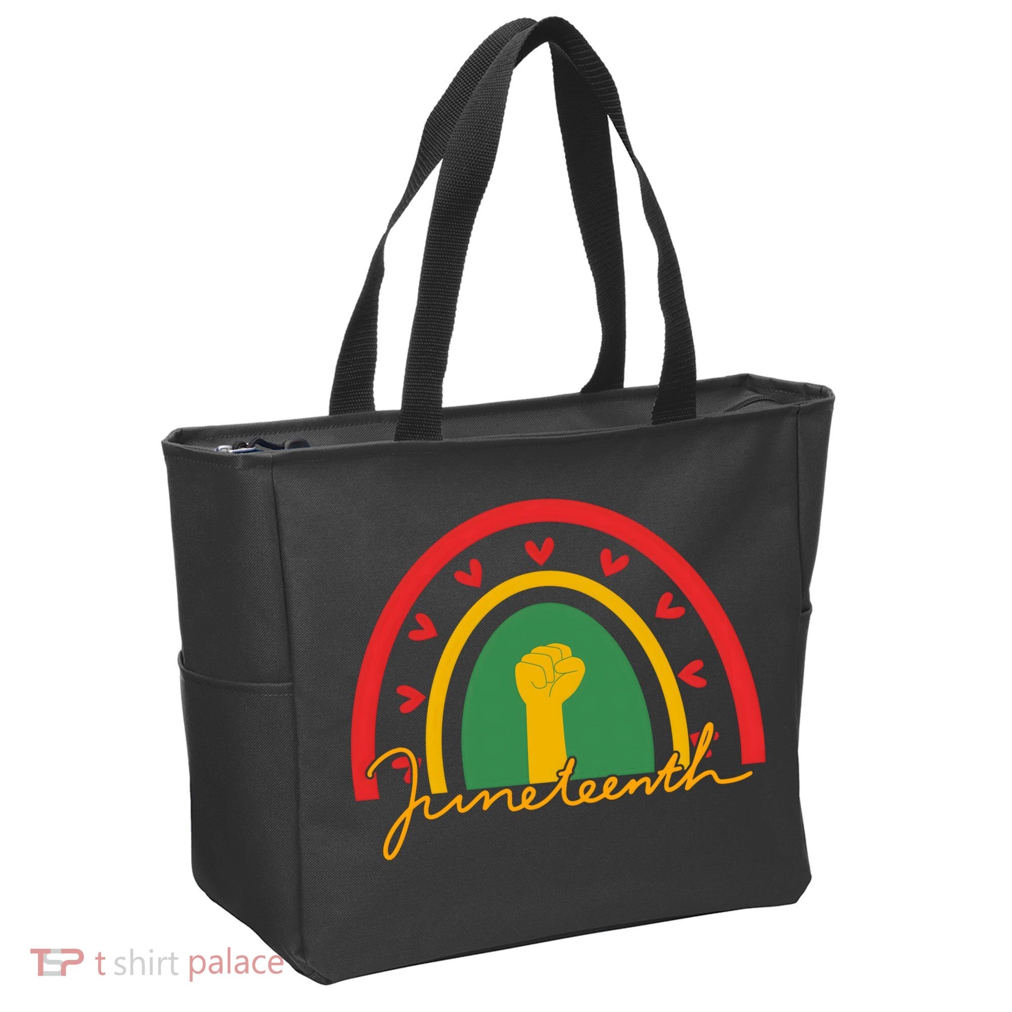 Juneteenth Rainbow Heart Fist Tote Bag
