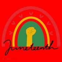 Juneteenth Rainbow Heart Fist Santa Hat thumb 1