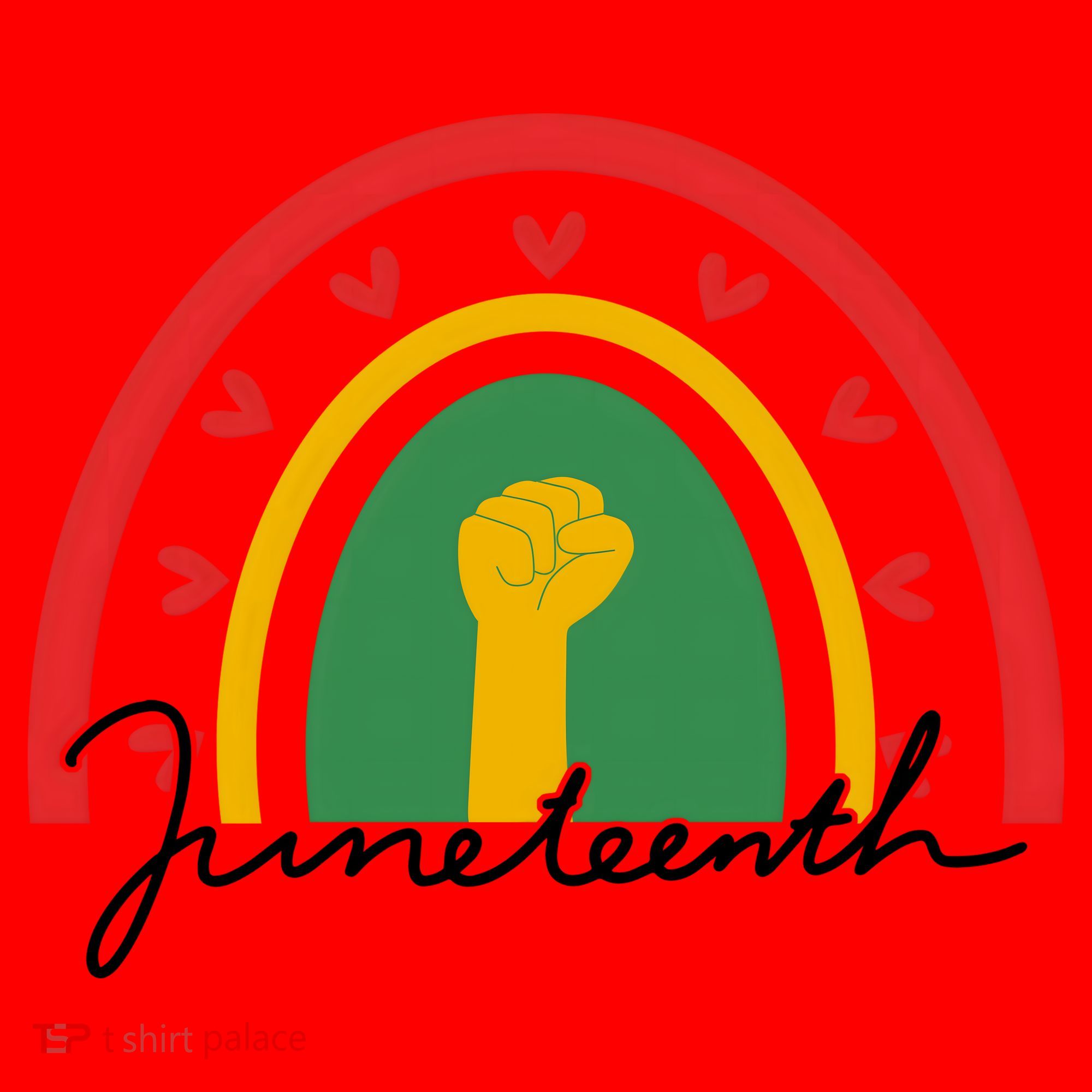 Juneteenth Rainbow Heart Fist Santa Hat