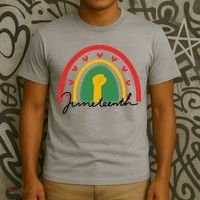 Juneteenth Rainbow Heart Fist T-Shirt thumb 3