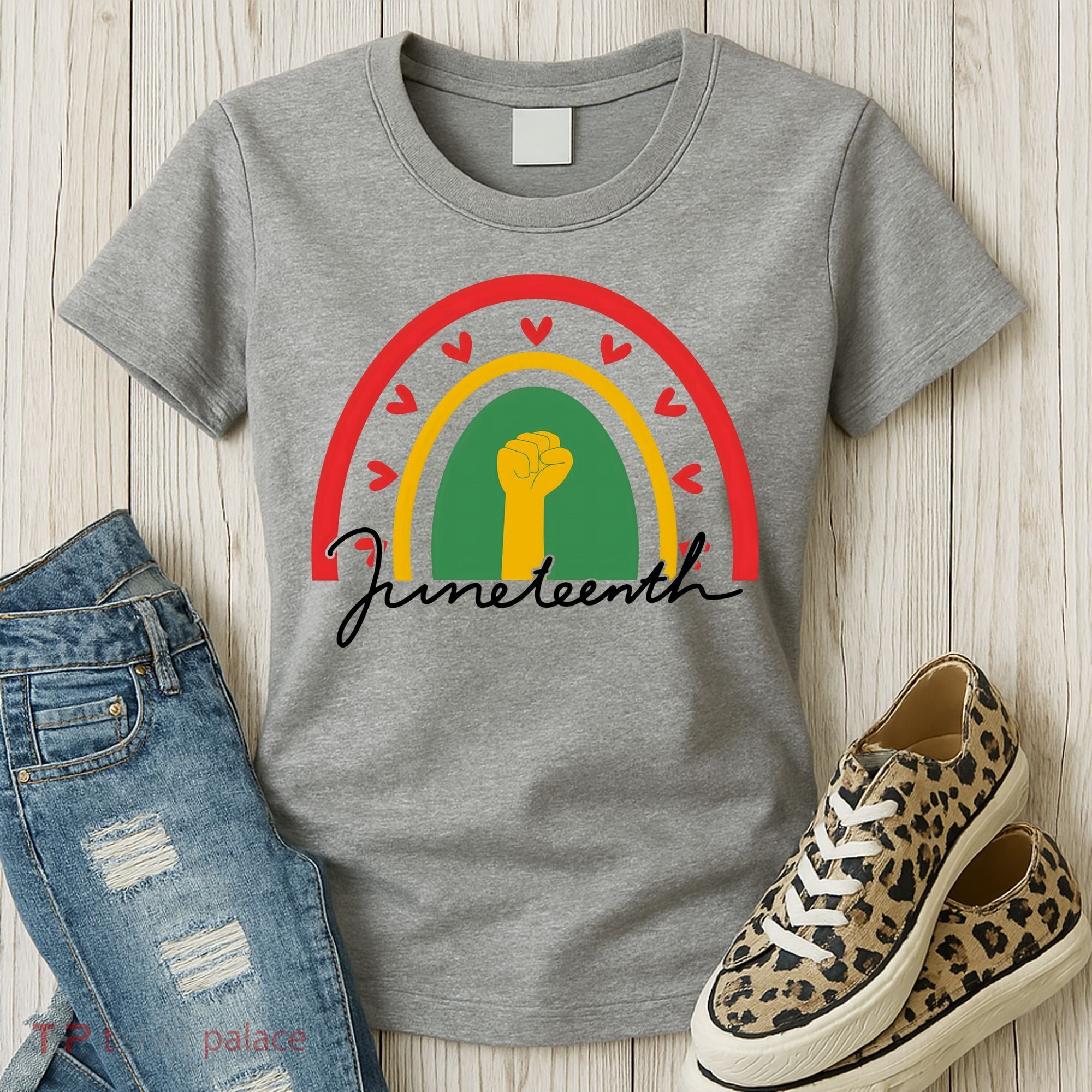 Juneteenth Rainbow Heart Fist Women's T-Shirt
