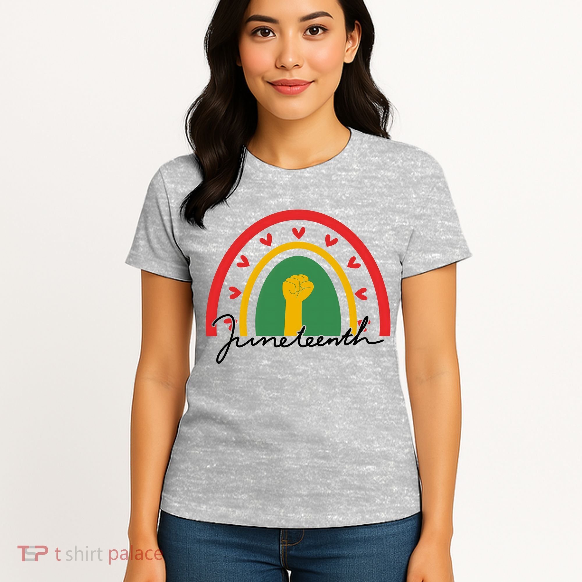 Juneteenth Rainbow Heart Fist Women's T-Shirt