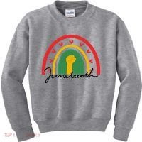 Juneteenth Rainbow Heart Fist Kids Sweatshirt thumb 0