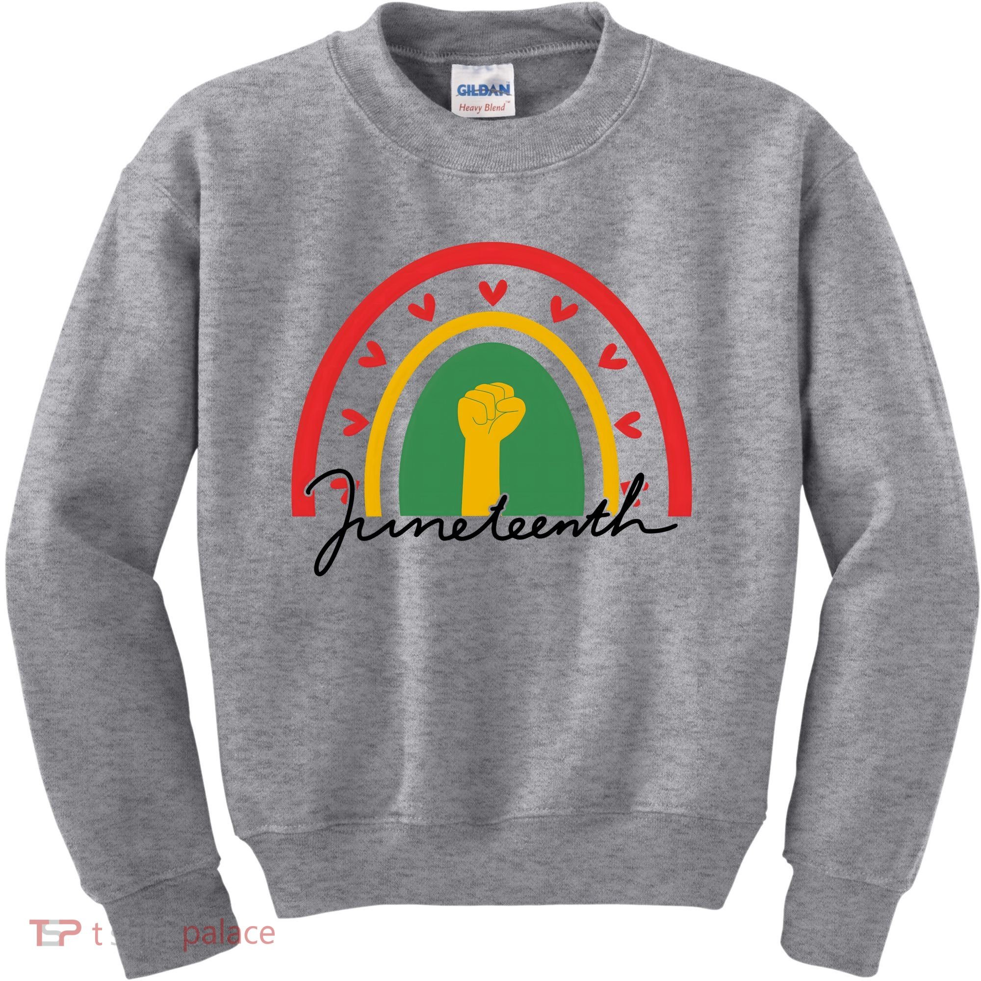 Juneteenth Rainbow Heart Fist Kids Sweatshirt